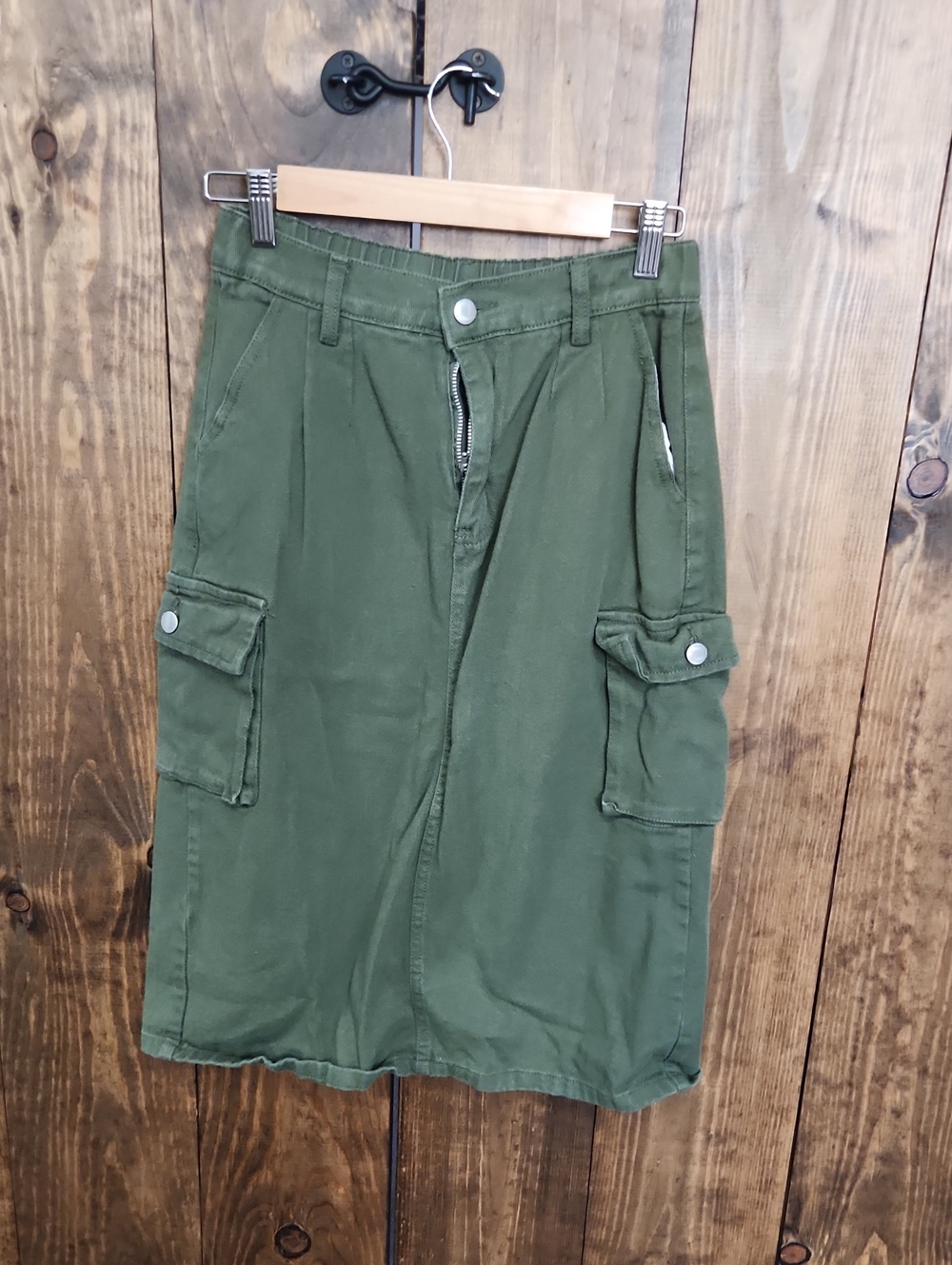 TNA Olive Green Midi Cargo Skirt